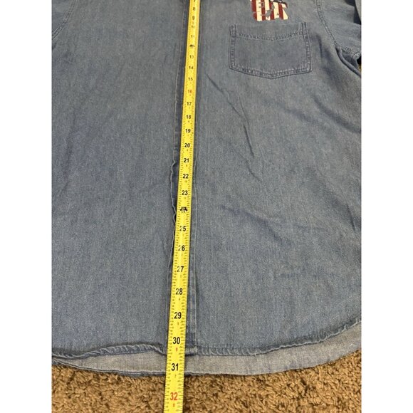 VTG Button Up Womens American Flag Shirt 80s 90s Patriotic 4th of July USA LARGE - Picture 8 of 8